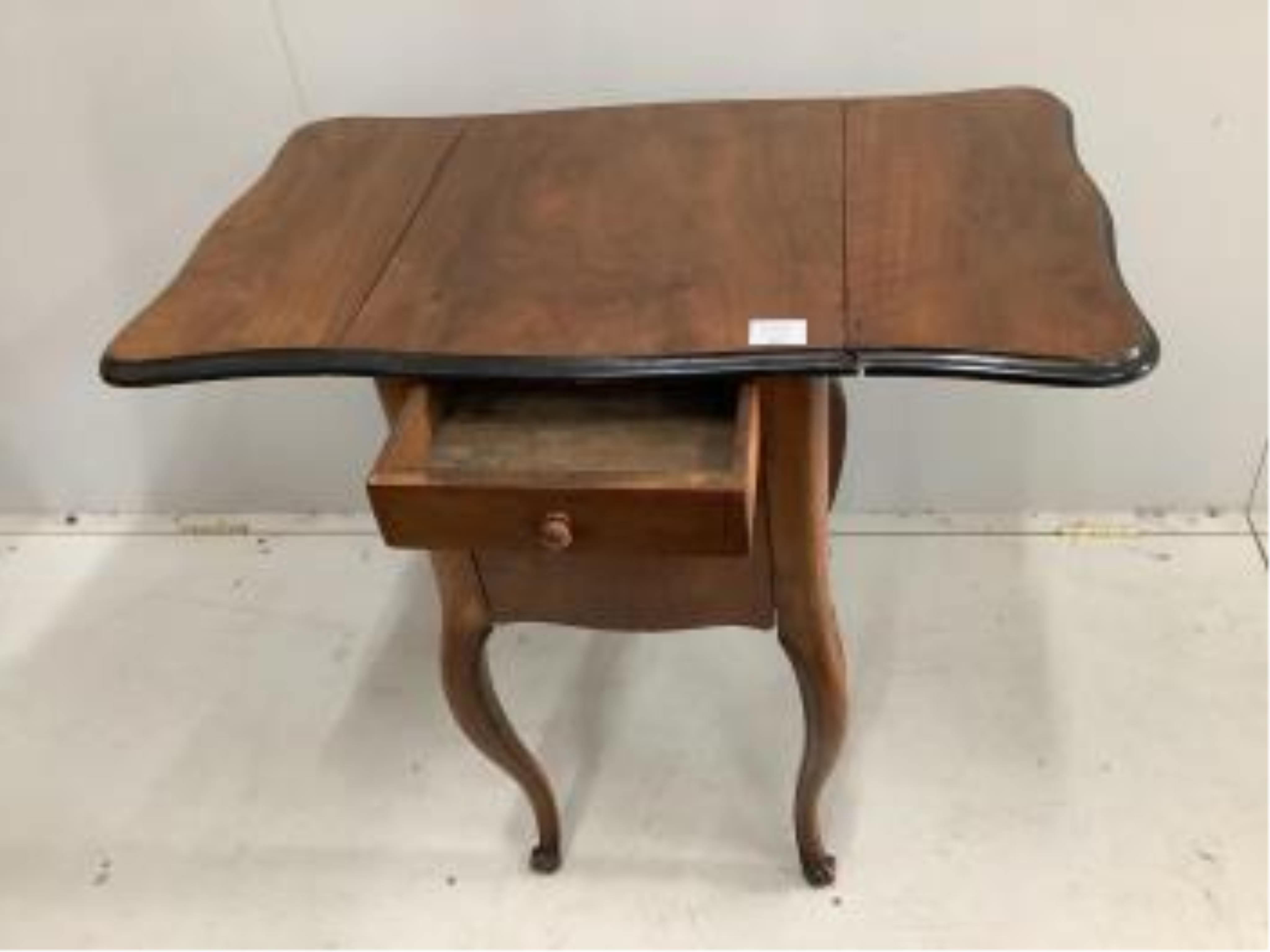 A George III mahogany tray top commode, height 76cm. width 50cm, and a French walnut bedside table, height 73cm. width 42cm. Condition - fair to good